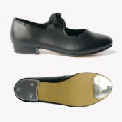 NEW - Black PU Low Heel Tap Shoes with Heel & Toe Taps